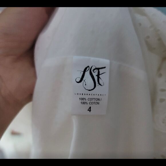 LOVESHACKFANCY Jodie Eyelet Ruffle White Dress $695 Size 4 Button Down - Picture 6 of 16